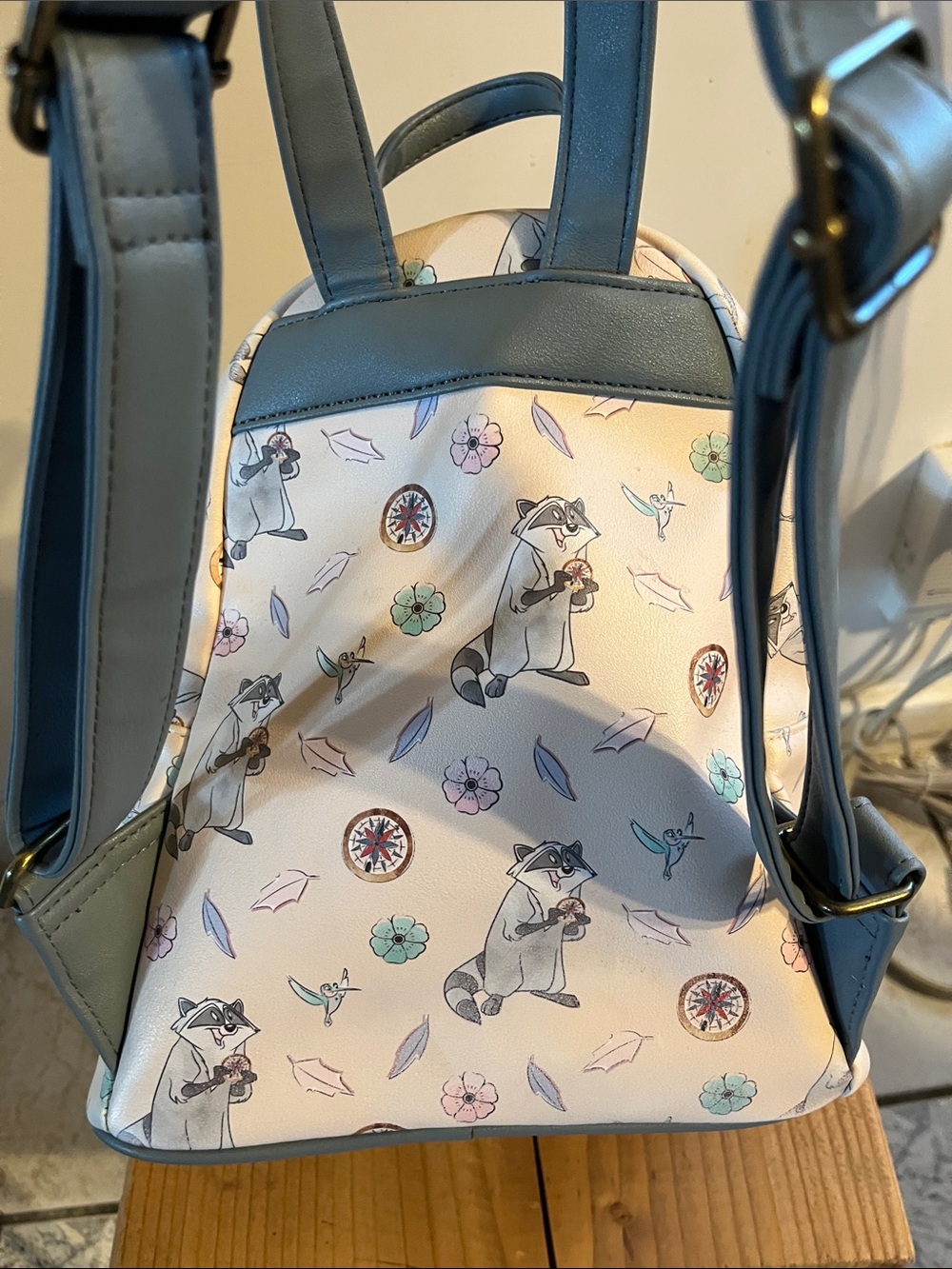 Disney White Mini Backpack with Pastel Floral & Raccoon Print - Picture 4 of 4